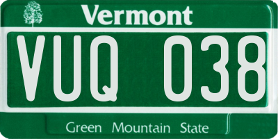 VT license plate VUQ038