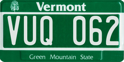 VT license plate VUQ062