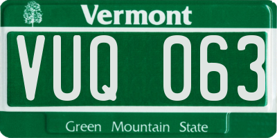 VT license plate VUQ063