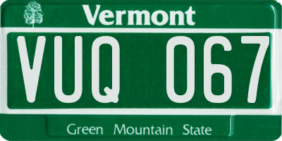 VT license plate VUQ067