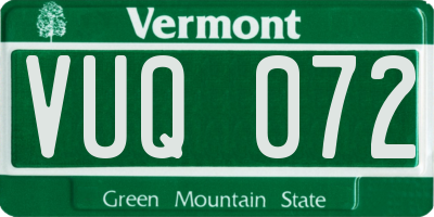 VT license plate VUQ072