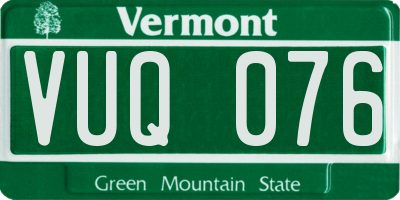 VT license plate VUQ076