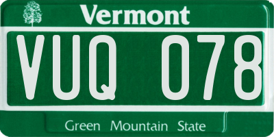 VT license plate VUQ078