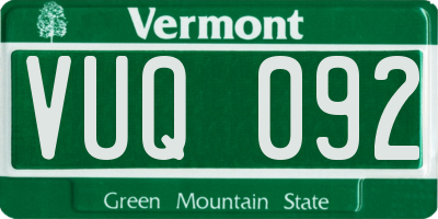 VT license plate VUQ092