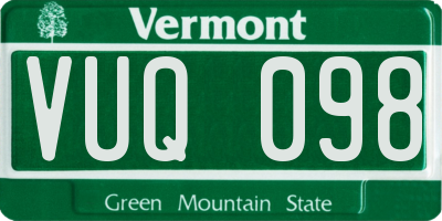 VT license plate VUQ098