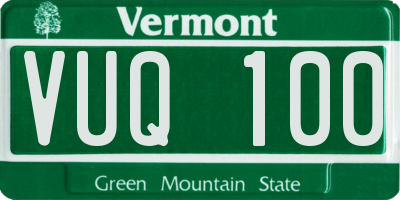 VT license plate VUQ100