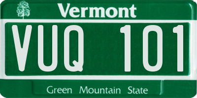 VT license plate VUQ101