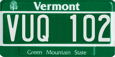 VT license plate VUQ102