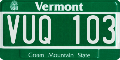 VT license plate VUQ103