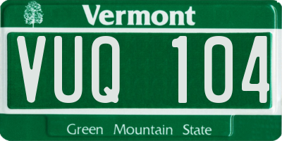 VT license plate VUQ104