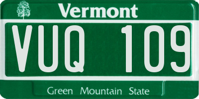 VT license plate VUQ109