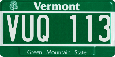 VT license plate VUQ113