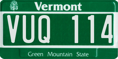 VT license plate VUQ114