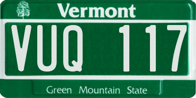 VT license plate VUQ117