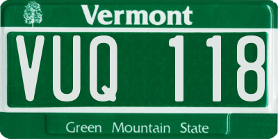VT license plate VUQ118