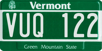 VT license plate VUQ122