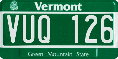 VT license plate VUQ126