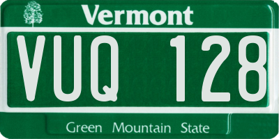 VT license plate VUQ128