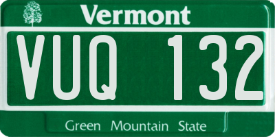 VT license plate VUQ132