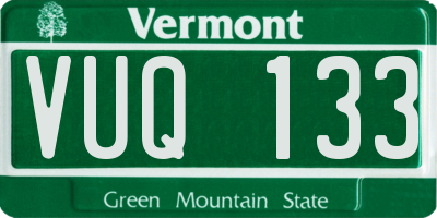 VT license plate VUQ133