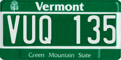 VT license plate VUQ135