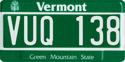 VT license plate VUQ138