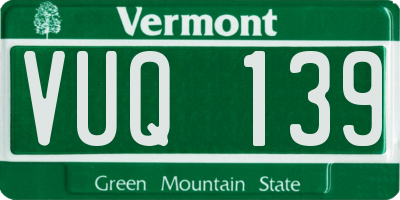 VT license plate VUQ139