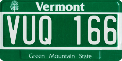 VT license plate VUQ166