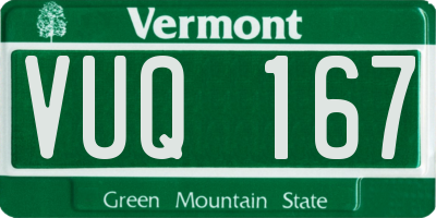 VT license plate VUQ167