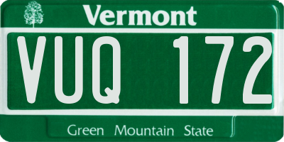 VT license plate VUQ172