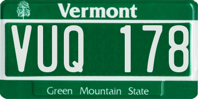 VT license plate VUQ178