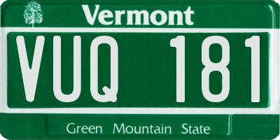 VT license plate VUQ181