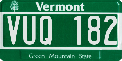 VT license plate VUQ182