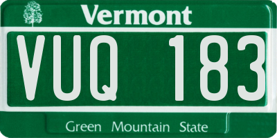 VT license plate VUQ183