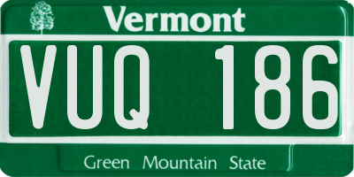 VT license plate VUQ186