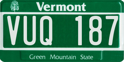 VT license plate VUQ187