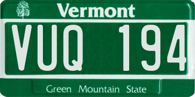 VT license plate VUQ194