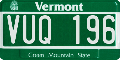 VT license plate VUQ196