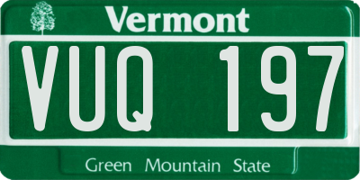 VT license plate VUQ197