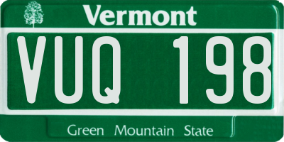 VT license plate VUQ198