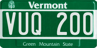 VT license plate VUQ200