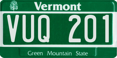 VT license plate VUQ201