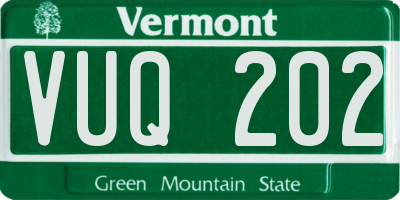 VT license plate VUQ202