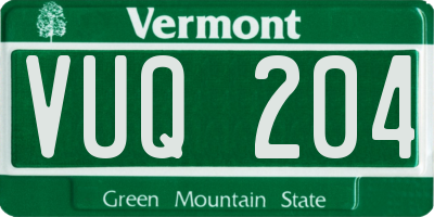 VT license plate VUQ204