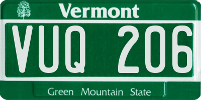 VT license plate VUQ206