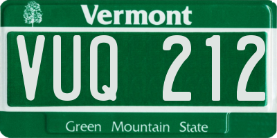 VT license plate VUQ212