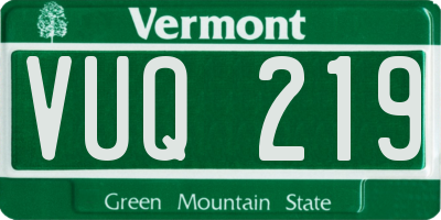 VT license plate VUQ219