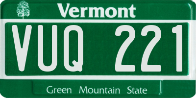 VT license plate VUQ221