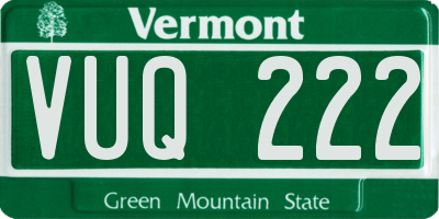 VT license plate VUQ222