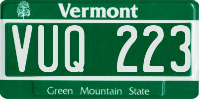 VT license plate VUQ223